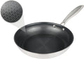 Stainless Steel Nonstick Frying Pan, Hybrid Ceramic 8-Inch Frying Pans, Stay-Cool Handle, PFAS & PFOA PTFE Free, Dishwasher & Oven Safe, Scratch-Resistant, Compatible with Induction & All Cooktops
