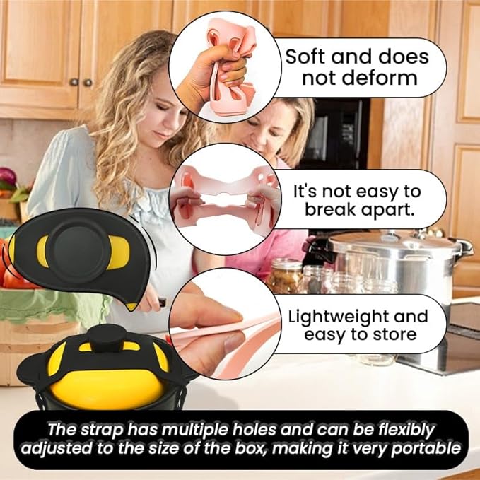 Silicone Lid Lock Strap for Crockpot Slow Cooker (6/7/8 Quart) - Universal Rubber Band Secure Lid Holder | Heat-Resistant, No-Spill Design Transport Accessories (Black+Pink)