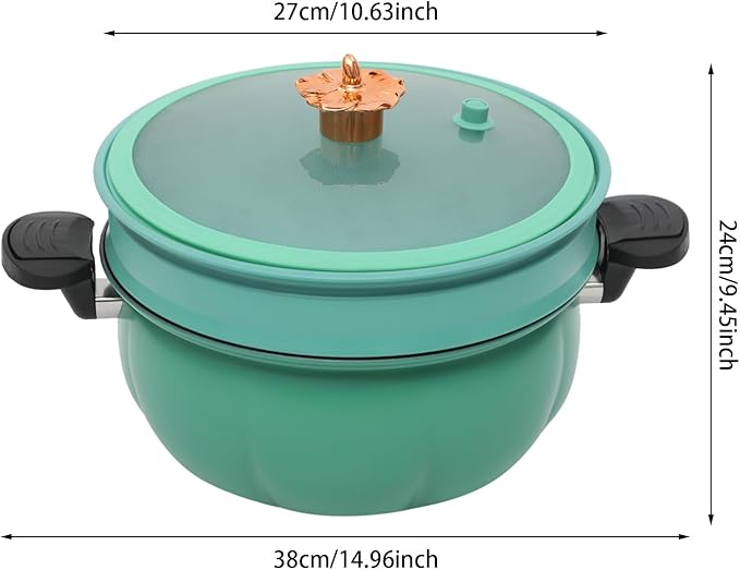 Micro Pressure Cooker, Non-stick Coating Multi-Function Micro Pressure Cooking Pot, Pumpkin Shaped Pressure Cooking Pot, for Home Kitchens, Dormitories, Flats, Etc, 8L/2.11gal (Green)