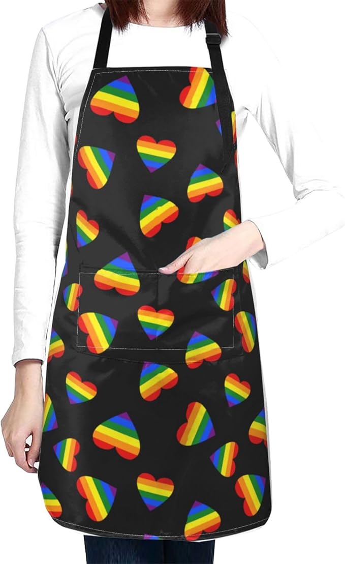 LGBT Aprons Gay Aprons with Pockets and Adjustable Rainbow Apron for Gardening Cooking Kitchen