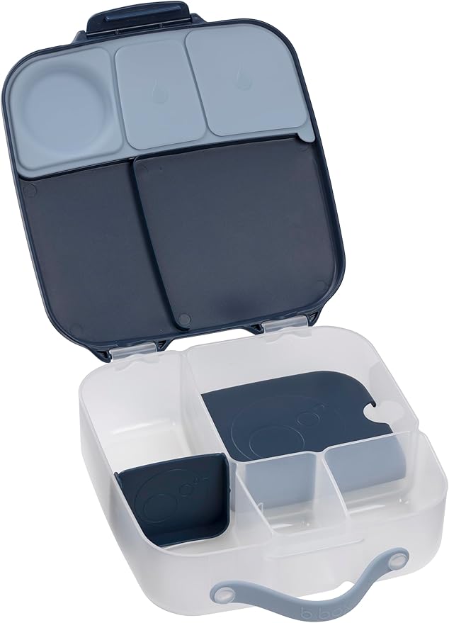 b.box Kids Lunch Box – 4 compartments (2 Leak-proof) Bento Box with Cold Pack & Removable Divider Reusable Snack Containers with Lids, Snack Box for Toddlers & Older Kids 8 1/2 cups (Midnight)