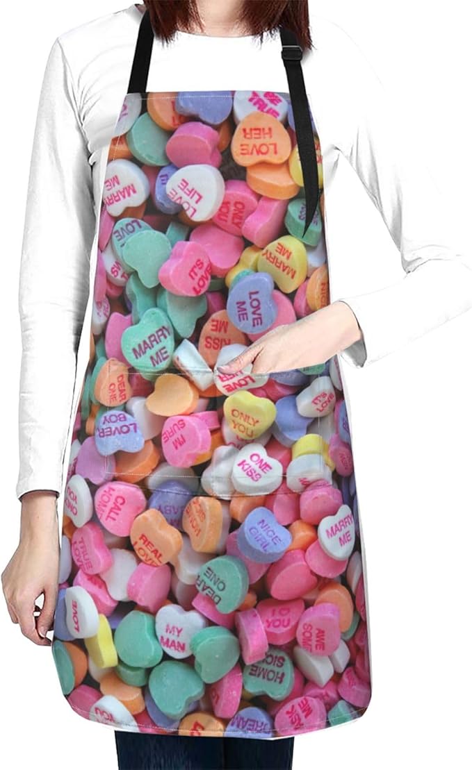 Apron for Women Men Hearts Aprons With Pockets Adjustable Washable Aprons for Cooking Baking Kitchen
