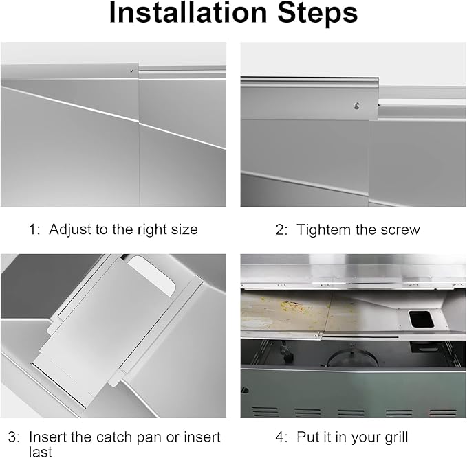 Adjustable Grease Tray with Catch Pan for Nexgrill 720-0830H Gas Grill, Universal Drip Pan Replacement Parts for Nexgrill,Charbroil,Expect Grill,Dyna Glo,Kenmore,BHG and More 3/4/5 Burner Gas Grills