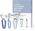 Vegetable Peeler Set – Serrated, Straight & Wide Blades- great apple peeler & potato peelers, Carrots, Zucchini, Cucumbers – Soft Grip Handle- Eye Remover – Dishwasher Safe (3, Farmhouse)