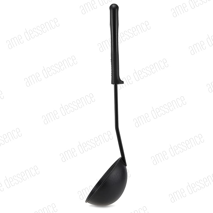 AME D'ESSENCE 4 oz Ladle 11 5/8 inch Black Nylon 410ºF Heat Resistant Soup Ladle with Ergonomic Handle Perfect for Stirring and Serving Soup Kitchen Gadgets for Serving