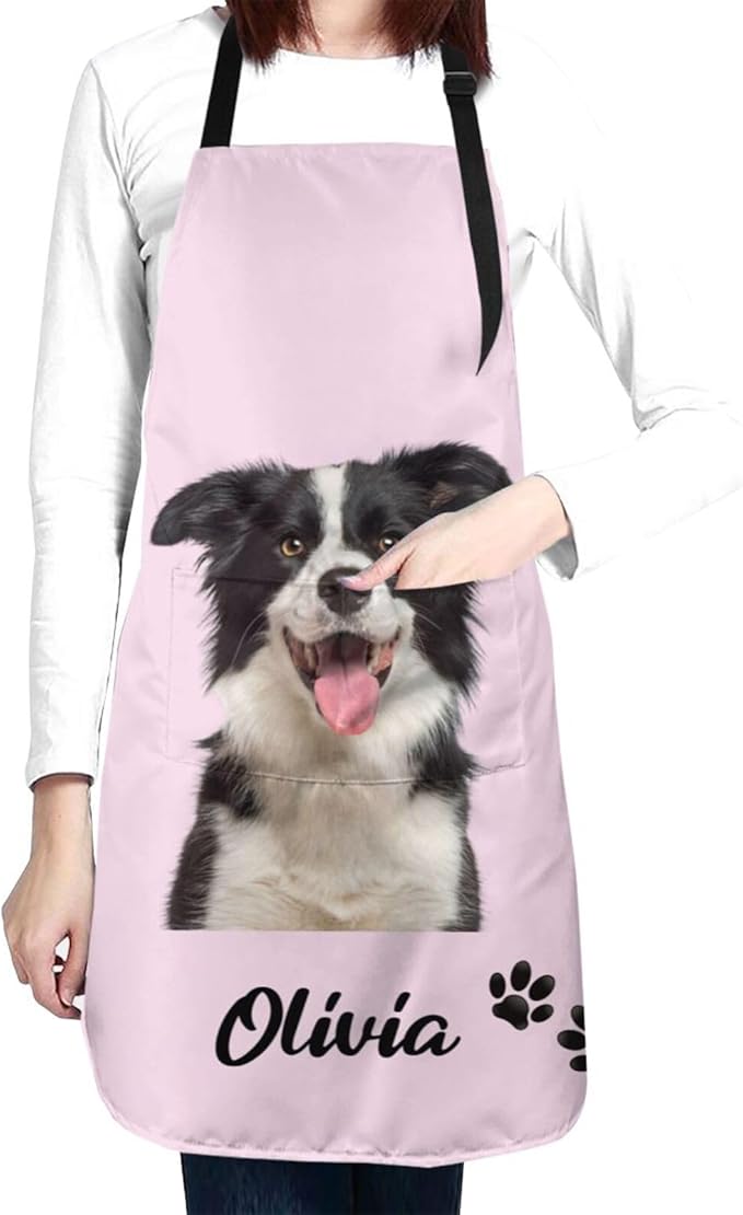Custom Face Apron for Men Women, Personalized Photo Apron with Pockets, Customized Kitchen Aprons