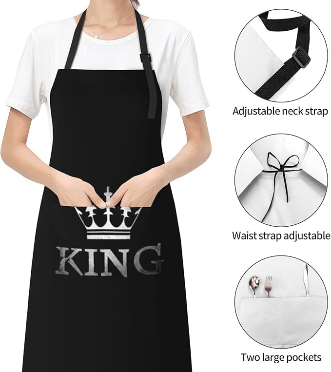 King Aprons Mens Aprons with Pockets and Adjustable Cool Apron for Gardening Cooking Kitchen