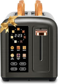 SEEDEEM Toaster 2 Slice with Touch Screen, Faster Heating Speed, 7 Shade Setting, 6 Bread Type, 1.5”Wide Slots Toaster, Removable Crumb Tray, 1350W, Dark Metallic