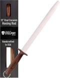STEELPORT 12 inch Oval Ceramic Honing Rod | Professional Knife Sharpener Rod with Oregon Black Walnut Handle, Safety Guard | Premium Blade Sharpener For All Knifes | Ideal Gift for Chefs, Home Cooks