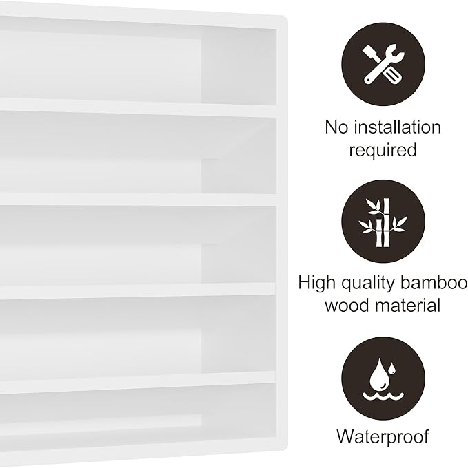 Orimade 4 Tier Spice Rack Organizer for Cabinet, Freestanding Bamboo Seasoning Rack for Countertop, Cupboard, Pantry, Kitchen, 13.18 x 4.13 x 12.2 inches(Spice Jars Not Included), White