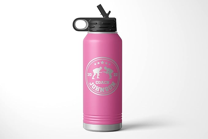 Wrestling Coach gifts, Tumbler, Coach tumbler, Wrestling gifts, Coach Beer glass, Coach gift, Coach gifts, Wrestling Coach (Wrestling Circle, Pink, 32oz Water Bottle)