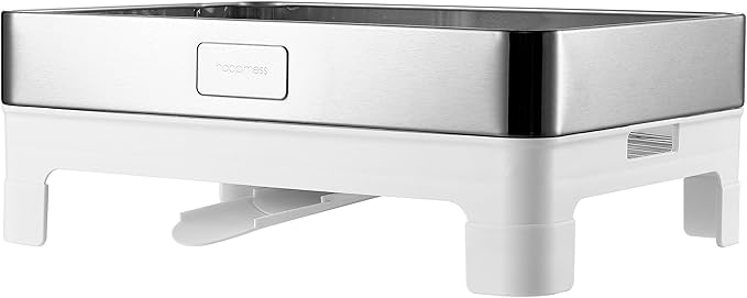happimess DSH1003B Simple 20.5' Fingerprint-Proof Stainless Steel Dish Drying Rack, Dish Rack with Swivel Spout Tray and Wine Glass Holder, Utensil Holder, Stainless Steel/White, Silver/White
