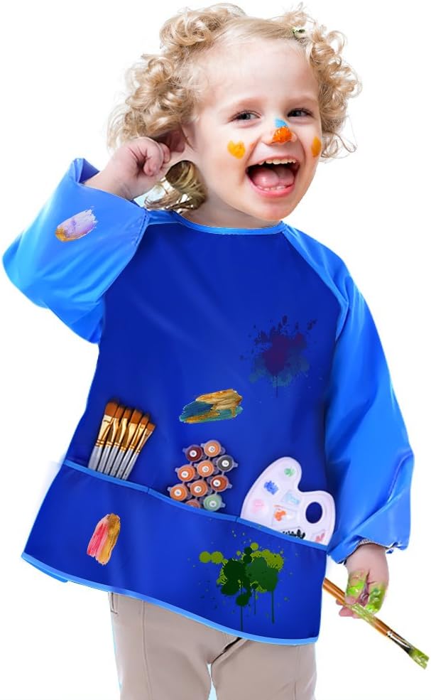 KUUQA Waterproof Children Art Smock Kids Art Aprons, Painting Supplies (Paints and brushes not included)
