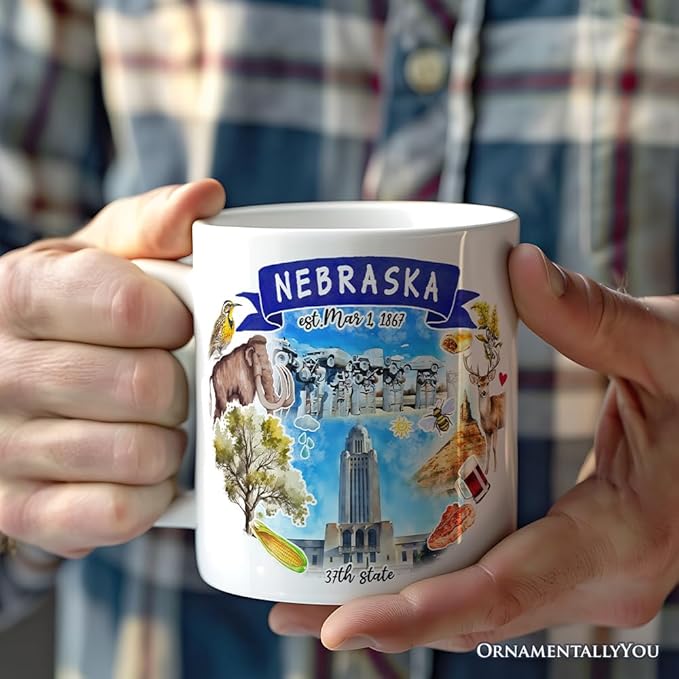 OrnamentallyYou Artistic Nebraska State Themes and Landmarks Mug