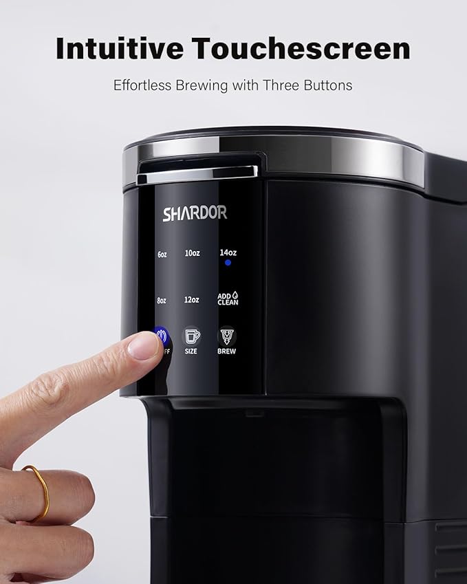 SHARDOR 3 in 1 Single Serve Coffee Maker for K Cup & Ground Coffee & Teas, Pod Coffee machine, 6–14oz Brew Sizes, 40oz Detachable Water Reservoir, Descale Settings, Black