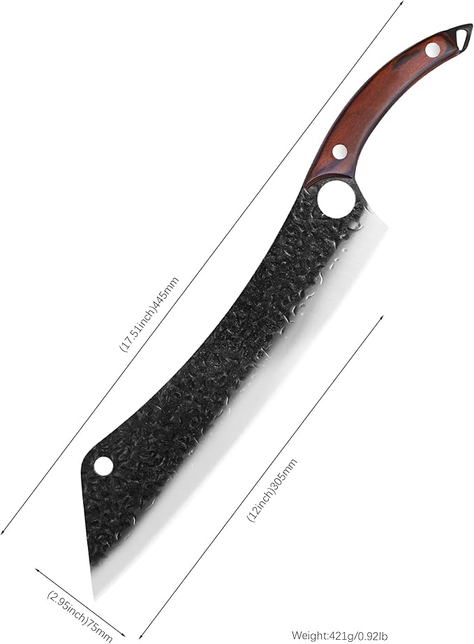 XYJ 12 Inch Extra Long Chef Knife Full Tang Razor Sharp Watermelon Slaughter Knives (Style4)