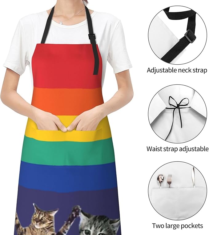 LGBT Aprons Gay Aprons with Pockets and Adjustable Rainbow Apron for Gardening Cooking Kitchen