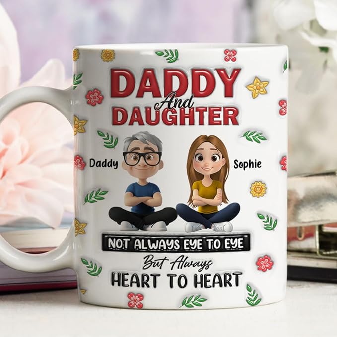 Wrappiness Personalized Coffee Mug for Daughter from Dad - Custom Coffee Mugs With Names - Thoughtful From Father to Daughter Birthday Gift (White Mug-Father 6)