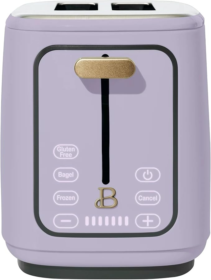 Beautiful 2 Slices Toaster with Touch-Activated Display, Lavander – Extra Wide Slots, 7 Shade Settings, Bagel & Defrost Functions, Removable Crumb Tray, Stylish Stainless Steel by Drew Barrymore