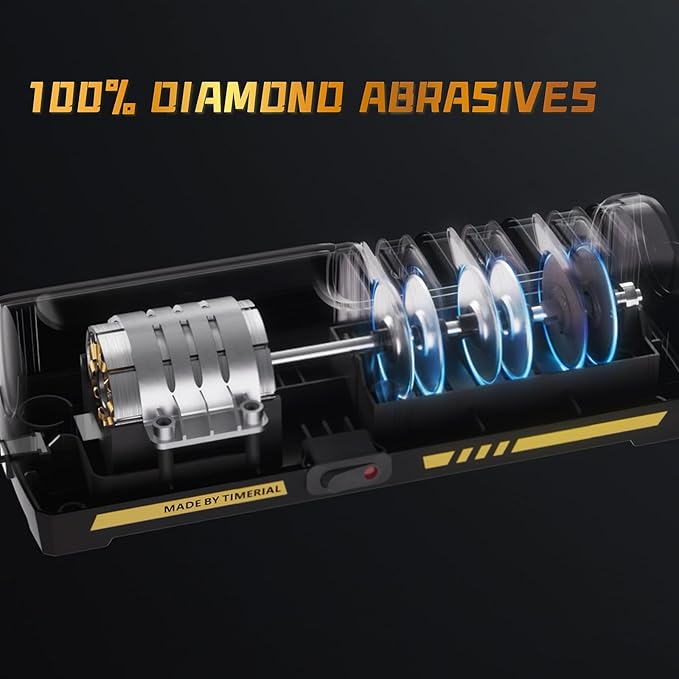 Electric Knife Sharpener 3 Stage Diamond Abrasives Disc 15° Precision Angle Guide, for Sharpening and Polishing Steel Kitchen Knives or Ceramic Knives,120 Grit and 600 Grit and 1000 Grit