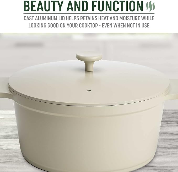 Goodful All-In-One Pot, Multilayer Nonstick, High Performance Cast Dutch Oven With Matching Lid, Roasting Rack And Turner, Made Without PFOA, Dishwasher Safe Cookware, 4.7-Quart, Linen