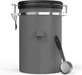 HAIOOU Large Coffee Canister, 38OZ Oversized Stainless Steel Coffee Bean Storage Container with Date Tracker, Measuring Scoop, CO2 Releasing Valves for Beans, Grounds and more - Gray