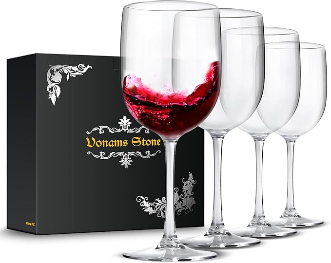 Unbreakable Wine Glasses 16oz - Shatterproof, Reusable, Drink Glassware (Set of 4) For Indoor Outdoor Drinkware Travel, Pool, Camping, Beach, Picnic