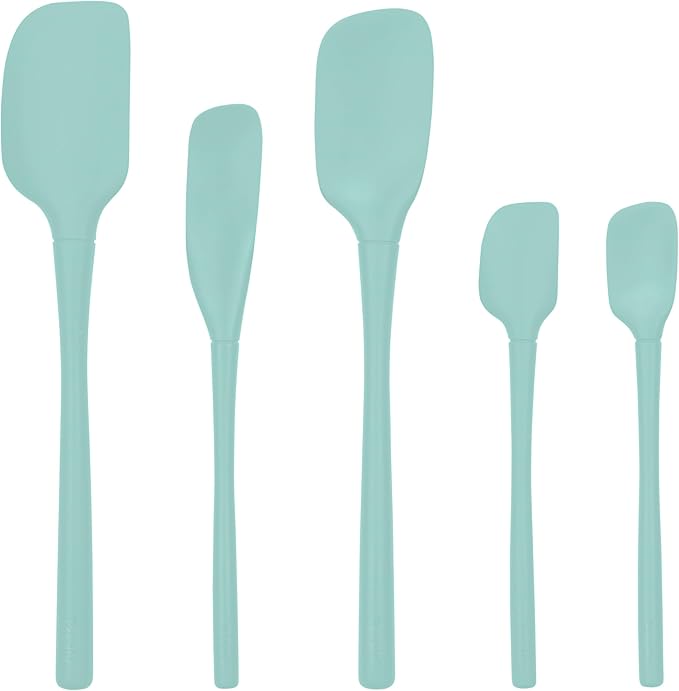 Tovolo 5-Piece Silicone Utensil Set (Light Aqua): Spatula, Spoonula, Jar Scraper, Mini Spatula, and Mini Spoonula