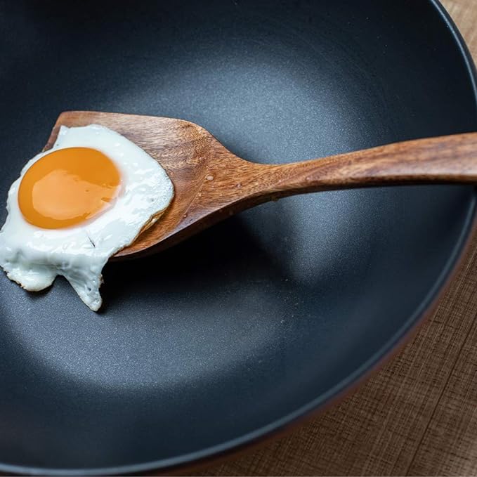 Wood Kitchen Utensils Set, 5 PCs Natural Acacia Wooden Spoons For Cooking for Non-stick Skillet, Utensil set For Cooking With Soup Ladle and Wok Spatulas, Salad fork, Spurtles for Cooking