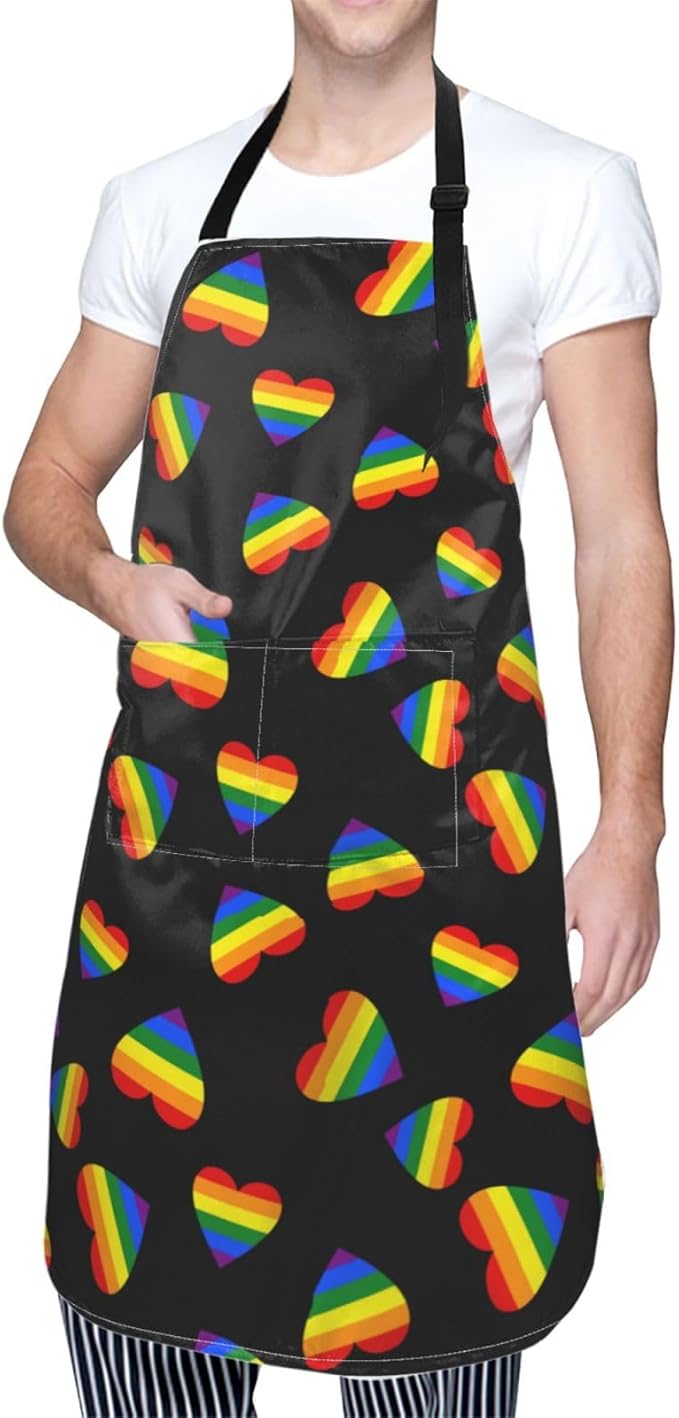 LGBT Aprons Gay Aprons with Pockets and Adjustable Rainbow Apron for Gardening Cooking Kitchen