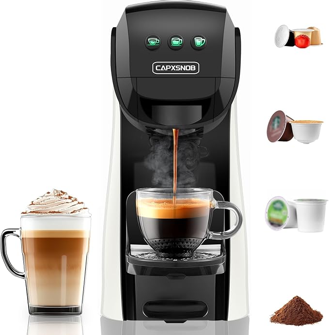 Warriors1 Coffee Maker for Keurig K Cup pod, Espresso Machine for Nespresso Original, Dolce Gusto Pods, Ground Coffee, Coffee Machine for kitchens, apartments, dorms, RVs & camping, 28 oz Reservoir