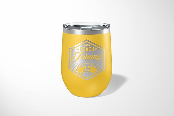 Wrestling Coach gifts, Tumbler, Coach tumbler, Wrestling gifts, Coach Beer glass, Coach gift, Wrestling Coach, Coach gifts, Wrestling Coach (Wrestling Hexagon, Yellow, 12oz Wine Tumbler)