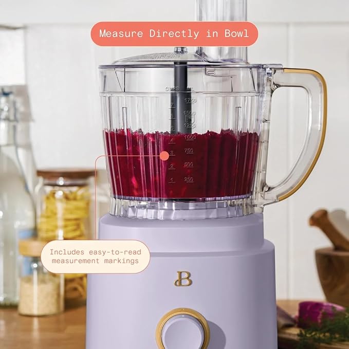 Beautiful 10‑Cup Food Processor ‑ 500 W, Variable Speed, Twist‑Lock, Dishwasher‑Safe Parts, Included Accessories (Lavender)