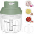 Electric Garlic Chopper, 250ML Garlic Mincer with Egg Beater, Mini Portable Vegetable Chopper, Onion Grinder Masher, USB Small Food Processor for Veggie, Garlic, Ginger, Chili(Green)