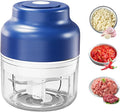 2026 Electric Garlic Chopper with USB Rechargeable Design, Portable Food Processor for Garlic, Onion, Chili, Nuts, Vegetables, One-Touch Mini Kitchen Helper (Blue, 250ml)