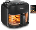 BOSWELL Glass Air Fryer, 7.5QT Borosilicate Bowl with Circulating Heat, Digital Touchscreen, 400°F Max Temp, Oil-Free Fryer with Mist Function, Dishwasher Safe (Black)