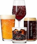 Blue Ridge Mountain Gifts - Greenbay Souvenir - Wisconsin Glassware Gift, Etched City Map, Laser Engraved and Dishwasher Safe