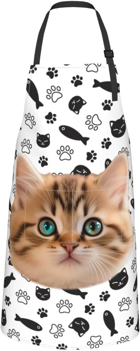 Custom Dog Face Apron for Men Women, Personalized Photo Bib Apron with Pockets, Customized Chef Aprons