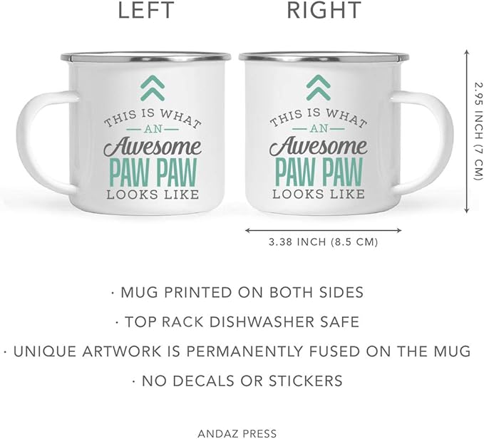 Andaz Press 11oz. Stainless Steel Campfire Coffee Mug, This is What an Awesome Paw Paw Looks Like, 1-Pack, Birthday Gift Ideas for Coworker Him Her, Includes Gift Box