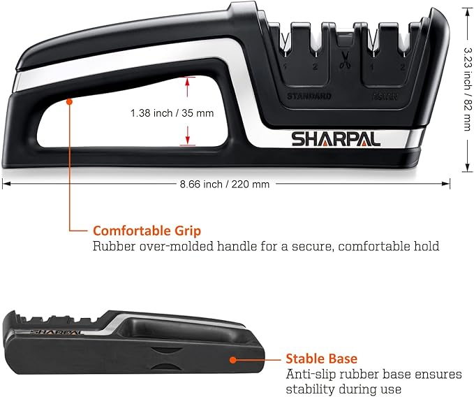 SHARPAL 104N 5-in-1 Professional Knife & Scissors Sharpener, Sharpening Tool for Straight & Serrated Blades, Repairs & Hones Euro/American & Asian Knives, Fast Scissor Sharpening