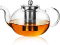 50OZ/1500ML Glass Teapot with Stainless Steel Removable Infuser & Lid, Stovetop & Microwave Safe Clear Borosilicate Glass Tea Maker Water Kettle for Loose Leaf Blooming Tea