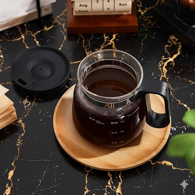 16 Oz Coffee Pot Mug,Mini Coffee Pot Cup,with Spill Proof Lid Heatproof Glass Mug Large Capacity ideal Gift for Coffee Lovers (1pcs)