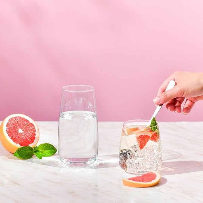 Krosno glasses for water, juices and other beverages | Elegant design | Set of 6 | Capacity 14.2 Fl Oz | Modern collection | Ideal for the home, restaurant, parties | Dishwasher-safe