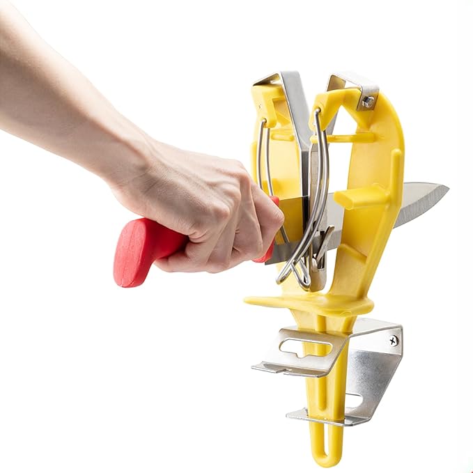 Stainless Steel Knife Sharpener Tool with Bracket, Maintenance Sharpening Tool for Kitchen Abattoirs Knives Helps Repair Sharpens, Hones, Polishes Blades