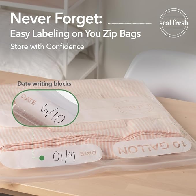 10 Gallon Large Plastic Storage Bags – 24" x 24" (30 Count) – Reusuable XXL Extra Large Heavy Duty Clear Jumbo Freezer Zip Bags with Sealable Zipper Top For Clothes, Travel, Moving