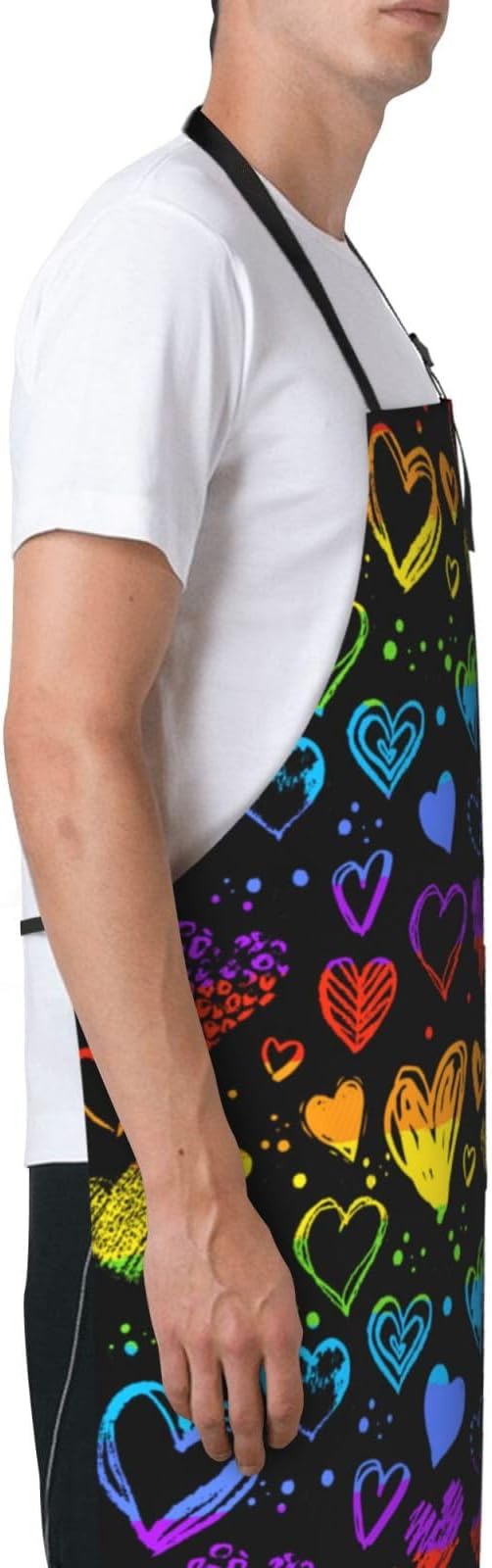 LGBT Aprons Gay Aprons with Pockets and Adjustable Rainbow Apron for Gardening Cooking Kitchen