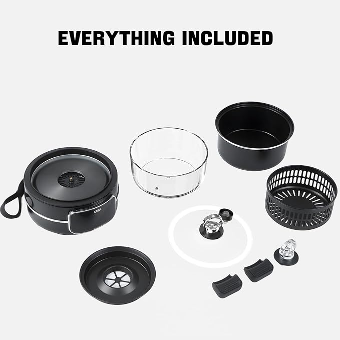 5QT Air Fryer & Multi-Cooker Combo - 12-in-1 Electric Hot Pot, Rice Cooker, Steamer with Removable Air Fry Basket & Soup Pot, 1800W, Dishwasher Safe