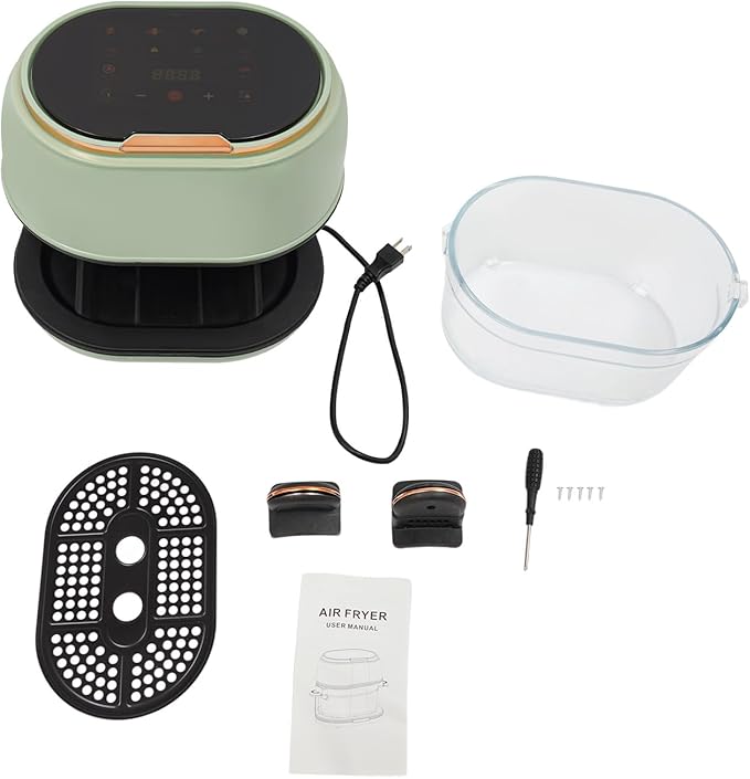 4.2 Quart Glass Air Fryer 1350W Air Fryer Glass with Touch Control & 176-374 ℉ Adjustable Temp & 120-Minute Timer & Baking Tray for French Fries Chicken Steak Wings Bread