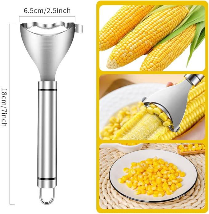 Stainless Steel Corn Cob Stripper, Kitchen Corn Peeler Tool, 3-Pack Corn Remover Handy Kitchen Tool For Cut The Corn Kernels Off The Cob