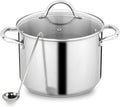 GreatChef Stock Pot Stainless Steel for Cooking Riveted Handle, Heavy Duty Vessel,Induction Compatible All Cooktops in Use, Dishwasher & Oven Safe (8 Quart + Laddle))